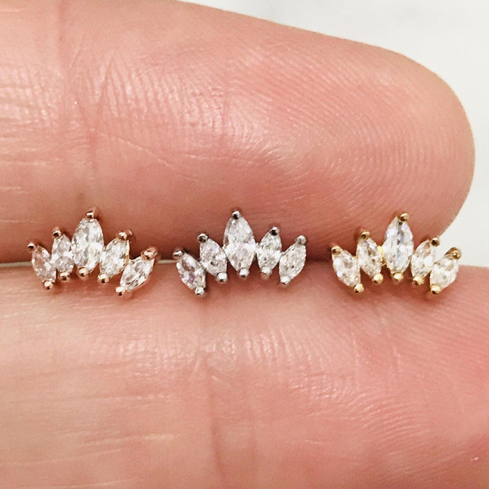 Gold Plated Marquise Crown Cartilage Bar-My Body Piercing Jewellery