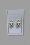 Half Moon Clasp 14mm Shell  Grey Pearl Earring - Mildred Hoit