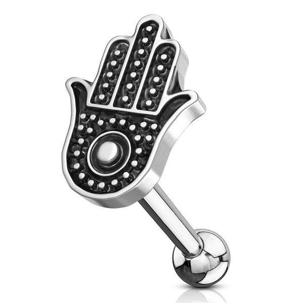 Hamsa Cartilage Bar 16G-My Body Piercing Jewellery