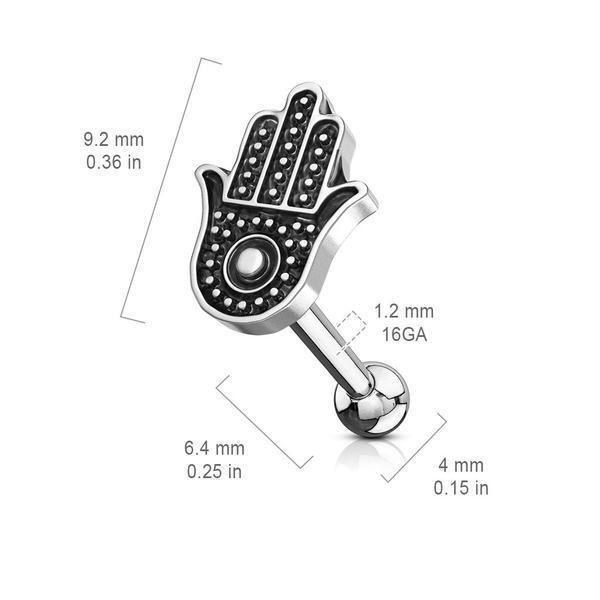 Hamsa Cartilage Bar 16G-My Body Piercing Jewellery