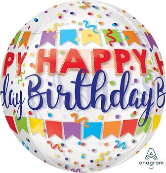 Happy Birthday Banner Bash Orbz 15" - (Single Pack). 3783701 - FestiUSA
