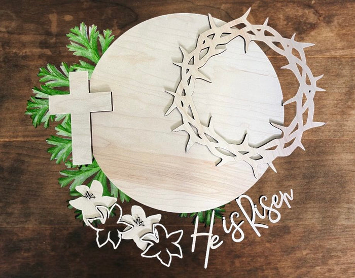He is risen unfinished Wood Round DIY Kit