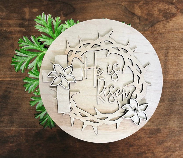 He is risen unfinished Wood Round DIY Kit