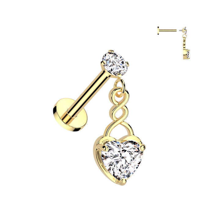 Heart Dangle Labret 16G