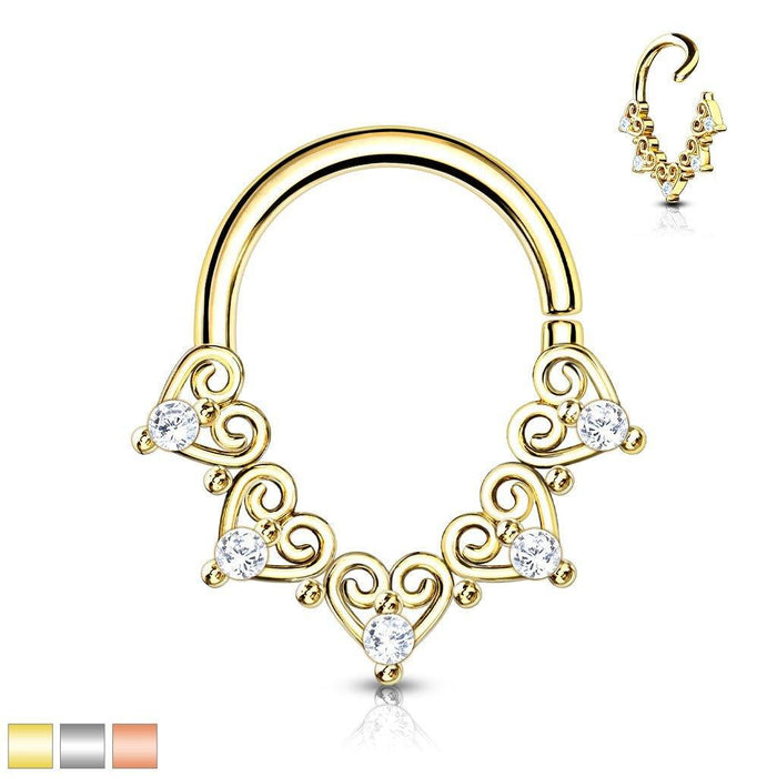 Heart Filigree Twist Ring 18G 16G-My Body Piercing Jewellery