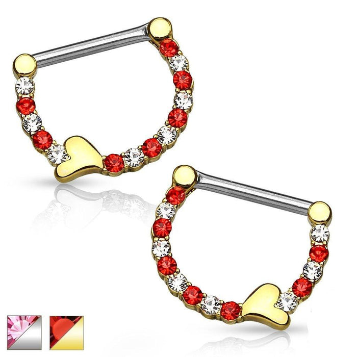 Heart Nipple Clicker PAIR 14G-My Body Piercing Jewellery