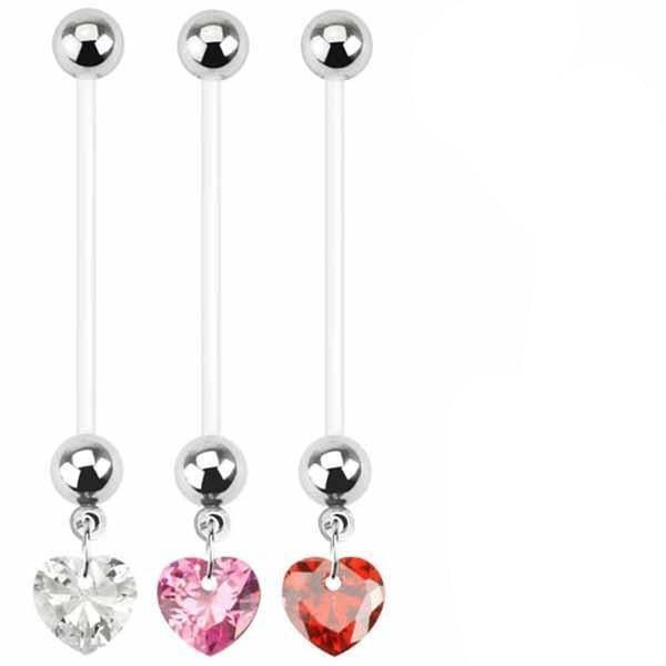 Heart Pregnancy Belly Bar 14G-My Body Piercing Jewellery