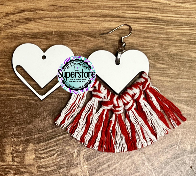 Heart with tassel option earrings size 1.5 inch - BULK PURCHASE 10pair