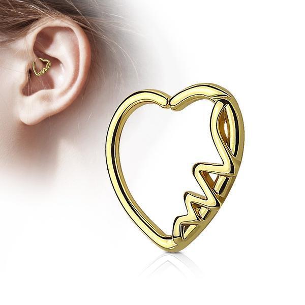 Heartbeat Heart Left Daith Ring 16G-My Body Piercing Jewellery