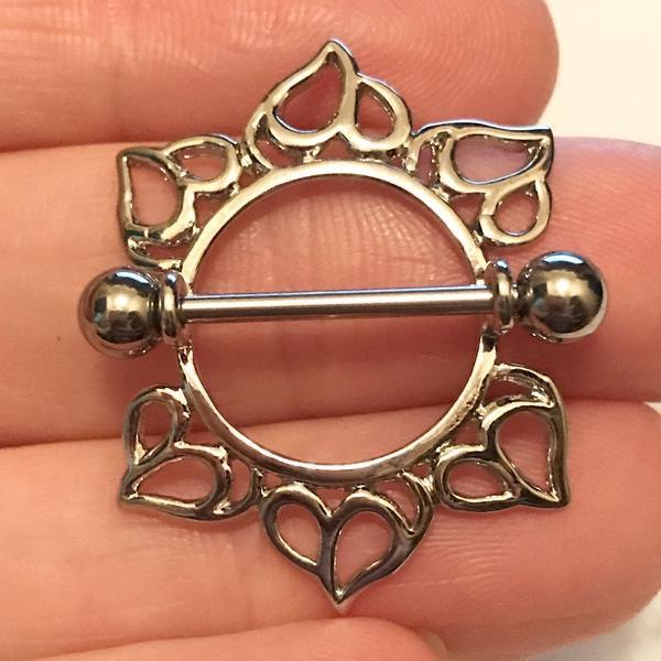 Hearts Nipple Shield 14G (Single)-My Body Piercing Jewellery