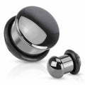 Hematite Stone Dome Plug 4mm-16mm-My Body Piercing Jewellery