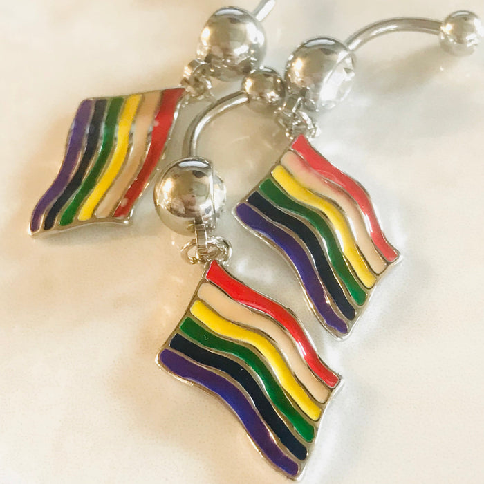Pride Flag Belly Bar 14G-My Body Piercing Jewellery