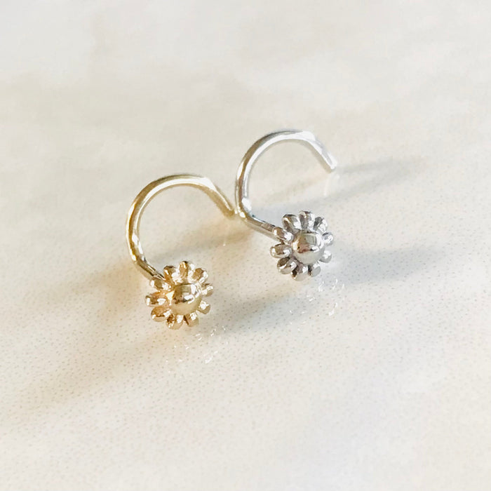 14kt Gold Flower Nose Screw 20G-My Body Piercing Jewellery