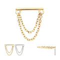 Invictus 14Kt Gold Threadless Bar Top with 2-Tier Chain Dangle