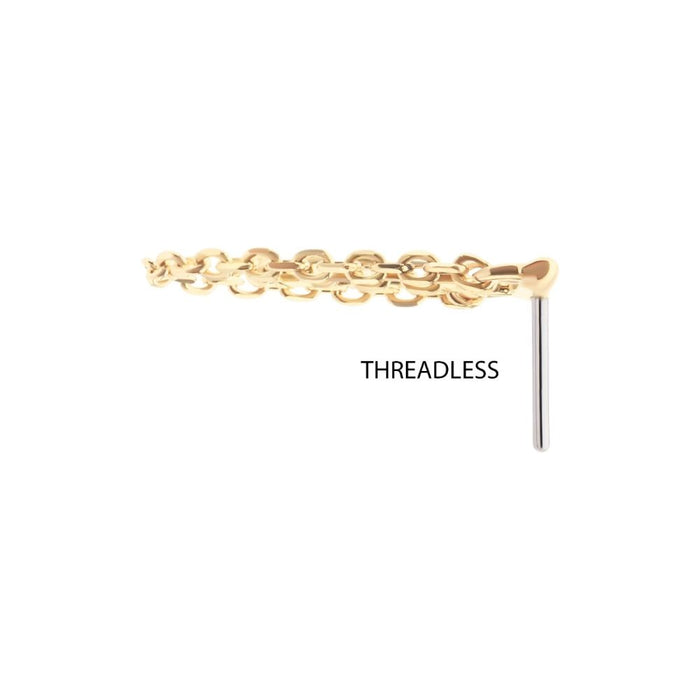 Invictus 14Kt Gold Threadless Bar Top with 2-Tier Chain Dangle