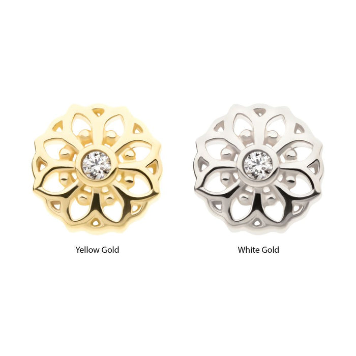 Invictus 14Kt Gold Threadless Mandala Flower Top with Bezel Gem
