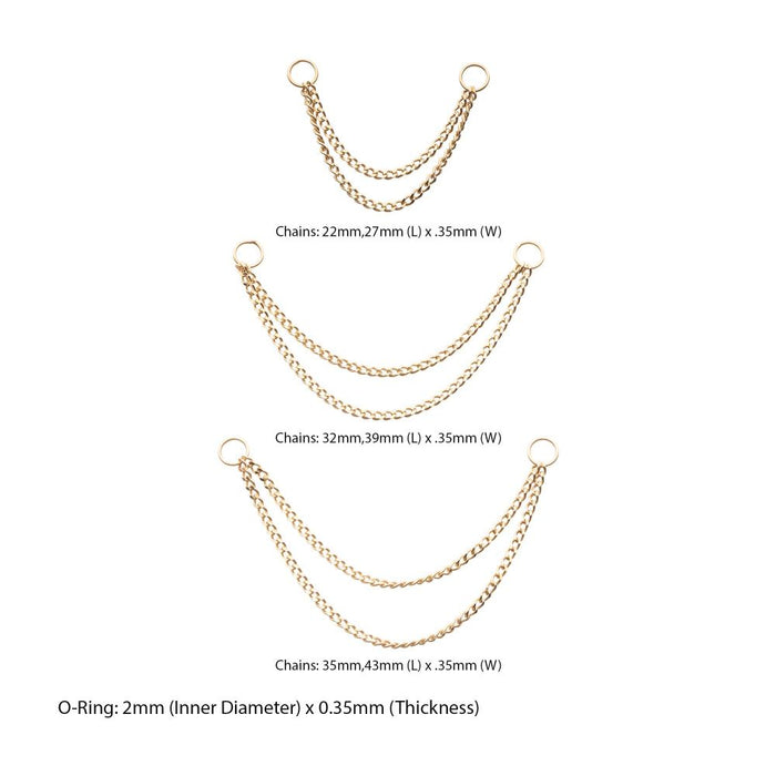 Invictus 14Kt Yellow Gold 2 Tier Curb Chain with Ring