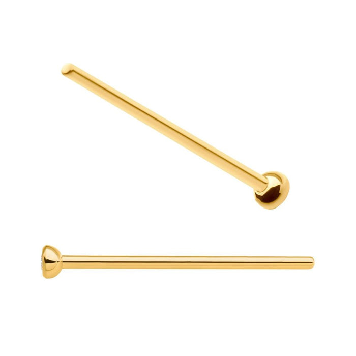 Invictus 24Kt Gold PVD Titanium Bezel Set CZ Nose Pin