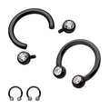 Invictus Black PVD Titanium Internally Threaded Forward Facing Bezel Set Round Gem Circular Barbell