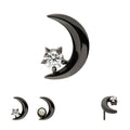 Invictus Black PVD Titanium Threadless Crescent Moon with CZ/Opal Top
