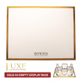 Invictus Satin Brass Frame on White Leatherette with Empty Display Base