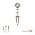 Invictus Titanium Internally Threaded Bezel Round CZ Dangle Dagger Top