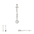 Invictus Titanium Internally Threaded Dangle Chain Bezel Teardrop CZ Dagger Top