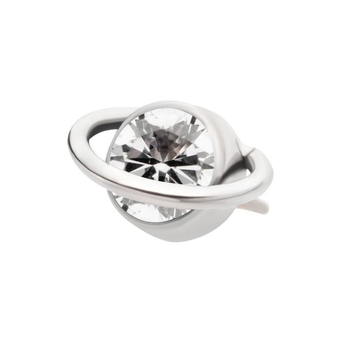 Invictus Titanium Internally Threaded Planet Top with Bezel Set Round CZ/Opal