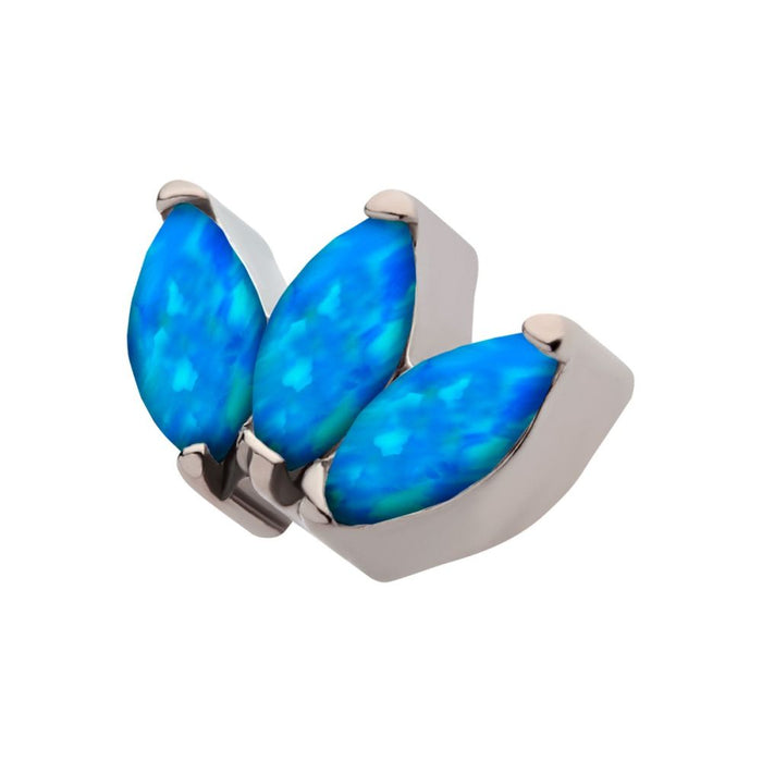 Invictus Titanium Internally Threaded with Prong Set Marquise Opal 3-Cluster Top
