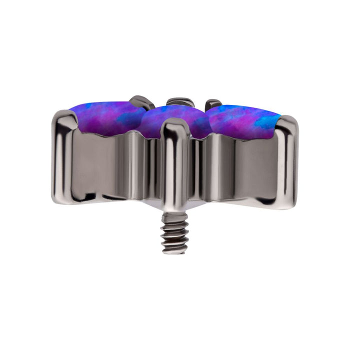 Invictus Titanium Internally Threaded with Prong Set Marquise Opal 3-Cluster Top