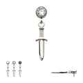 Invictus Titanium Threadless Bezel Round CZ Dangle Dagger Top