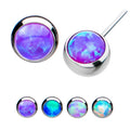 Invictus Titanium Threadless Bezel Set Synthetic Opal Side Facing Top