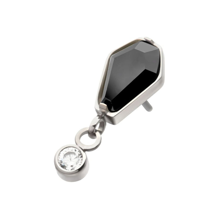 Invictus Titanium Threadless Dangle Bezel Round & Coffin CZ Top