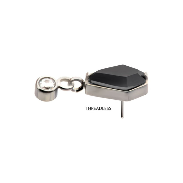 Invictus Titanium Threadless Dangle Bezel Round & Coffin CZ Top