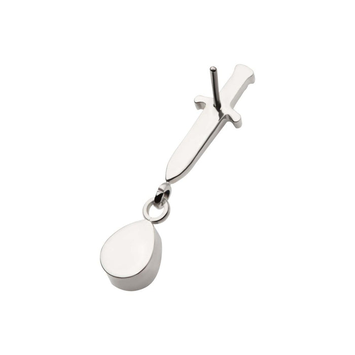 Invictus Titanium Threadless Dangle Bezel Teardrop Gem Dagger Top