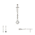 Invictus Titanium Threadless Dangle Chain Bezel Teardrop CZ Dagger Top