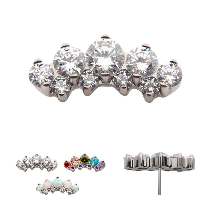 Invictus Titanium Threadless Prong Set Round CZ/Opal Terraced Cluster Top