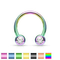 IP Forward Facing Gem Horseshoe 16G 14G-My Body Piercing Jewellery