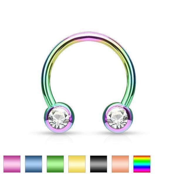IP Forward Facing Gem Horseshoe 16G 14G-My Body Piercing Jewellery