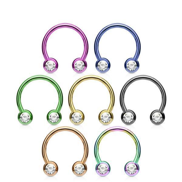 IP Forward Facing Gem Horseshoe 16G 14G-My Body Piercing Jewellery