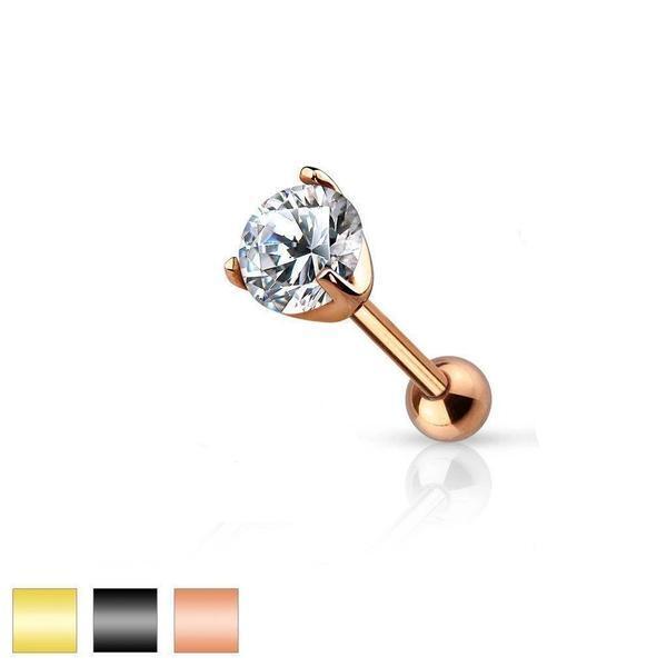 IP Prong Gem Cartilage Bar 16G-My Body Piercing Jewellery