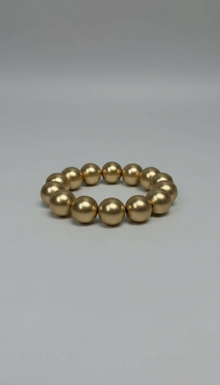 Kenneth Jay Lane 16mm Satin Gold Bead Stretch Bracelet - Mildred Hoit