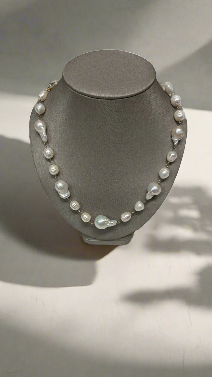 Kenneth Jay Lane 18" Multi Size Freshwater Pearl Necklace - Mildred Hoit