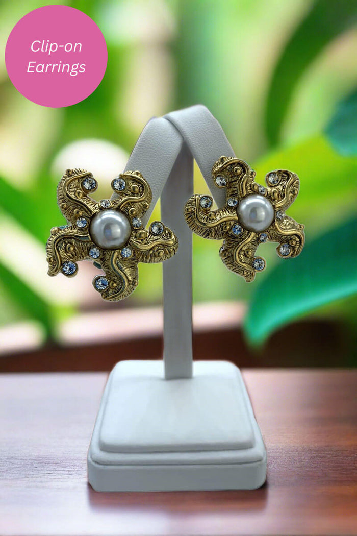 Kenneth Jay Lane Antique Gold Starfish Earring - Mildred Hoit