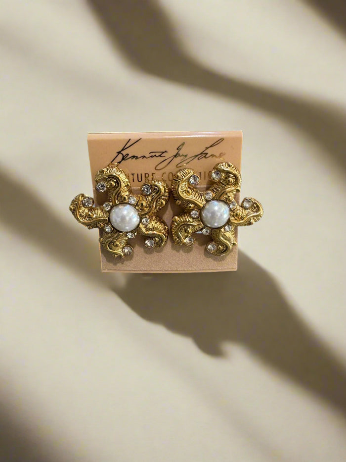 Kenneth Jay Lane Antique Gold Starfish Earring - Mildred Hoit