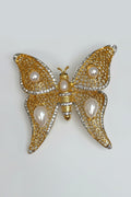 Kenneth Jay Lane Crystal Filagree Butterfly Pin with Pearls