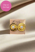 Kenneth Jay Lane Gold Earring with White Pearl Center Earrings - Mildred Hoit