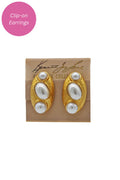 Kenneth Jay Lane Gold & Pearl Cab Earrings - Mildred Hoit