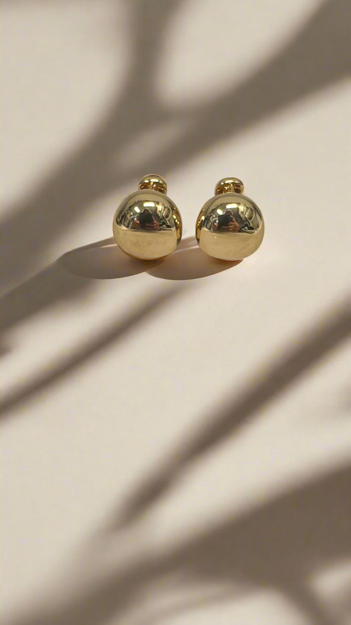 Kenneth Jay Lane Polished Gold Domed Pierced Earring - Mildred Hoit