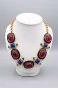 Kenneth Jay Lane Ruby Lapis and Emerald Necklace